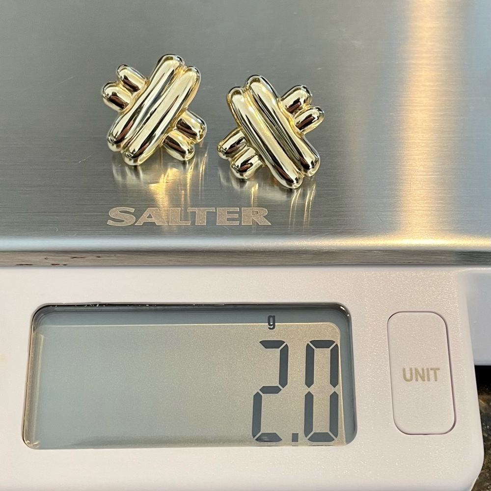 14 Karat Solid Gold "X" Post Earrings - image 3